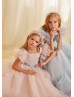 Leaf Lace Tulle V Back Extraordinary Flower Girl Dress